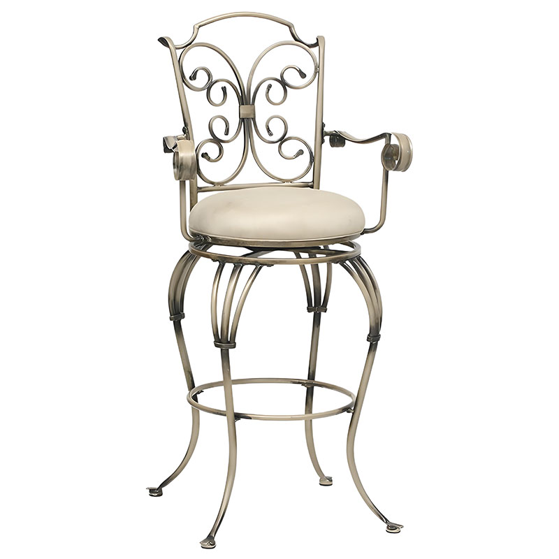 30 Inch Antique Copper Leaf Accent Bar Stool with Sued Fabric Cushion