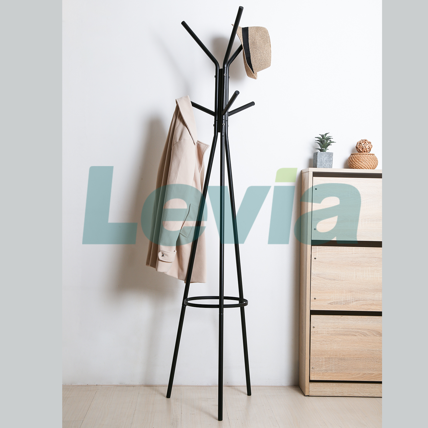 Coat stand with top tier for hats and scarves