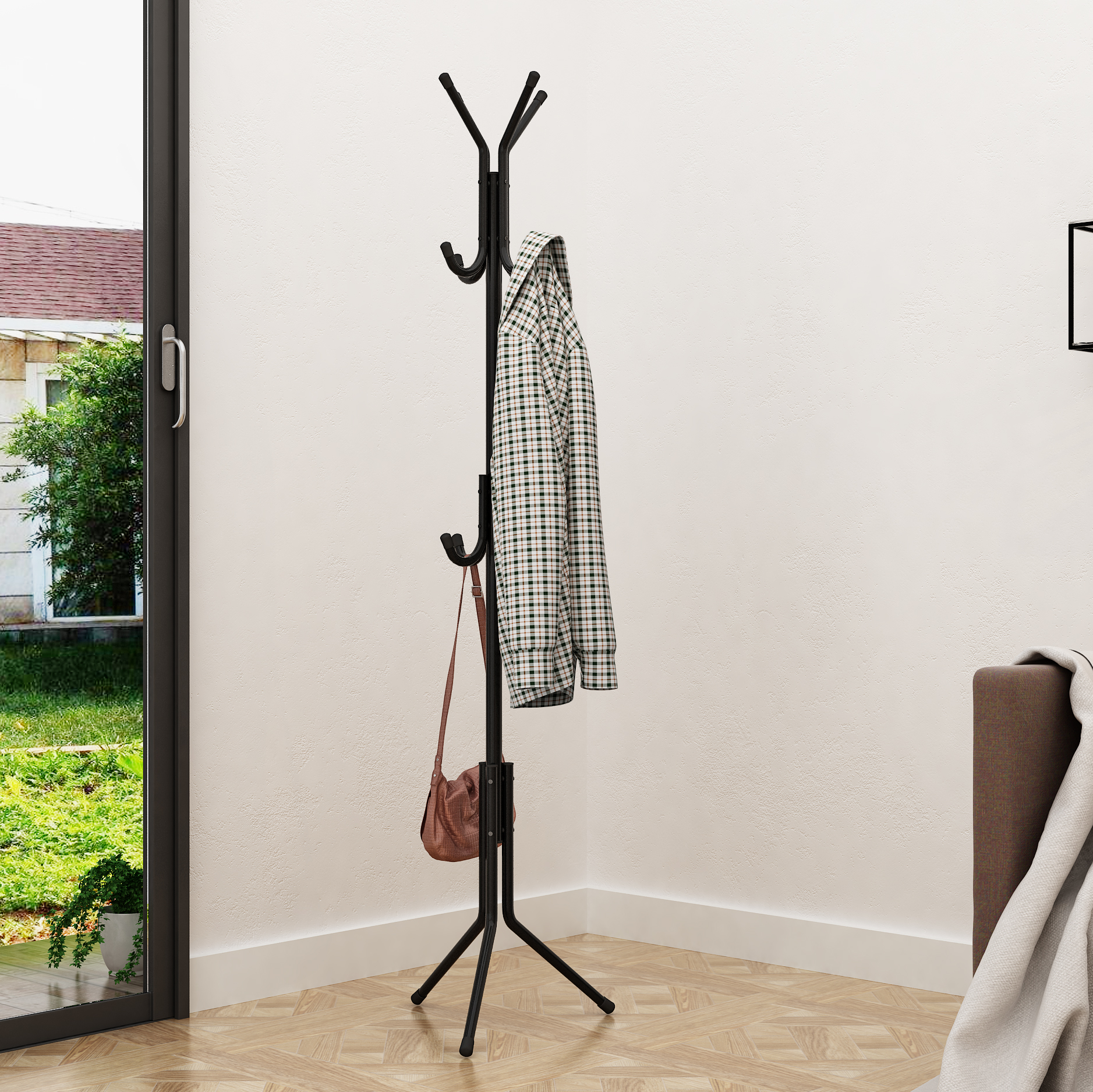 Classical Finish Coat Stand with 3 Tiers of Hooks