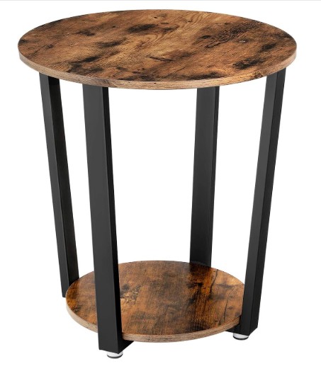 Rustic Brown Side Table with Metal Frame