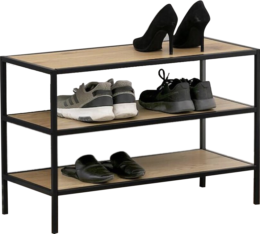 3-Tier Industrial Style Metal and Wood Shoe Rack