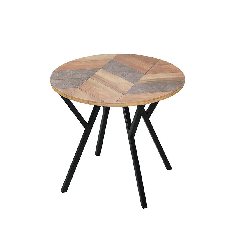 Circular Coffee Table with Dual Surfaces and Black Metal Legs