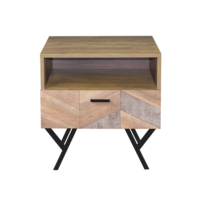 Bedside Table with Drawer and Open Shelf