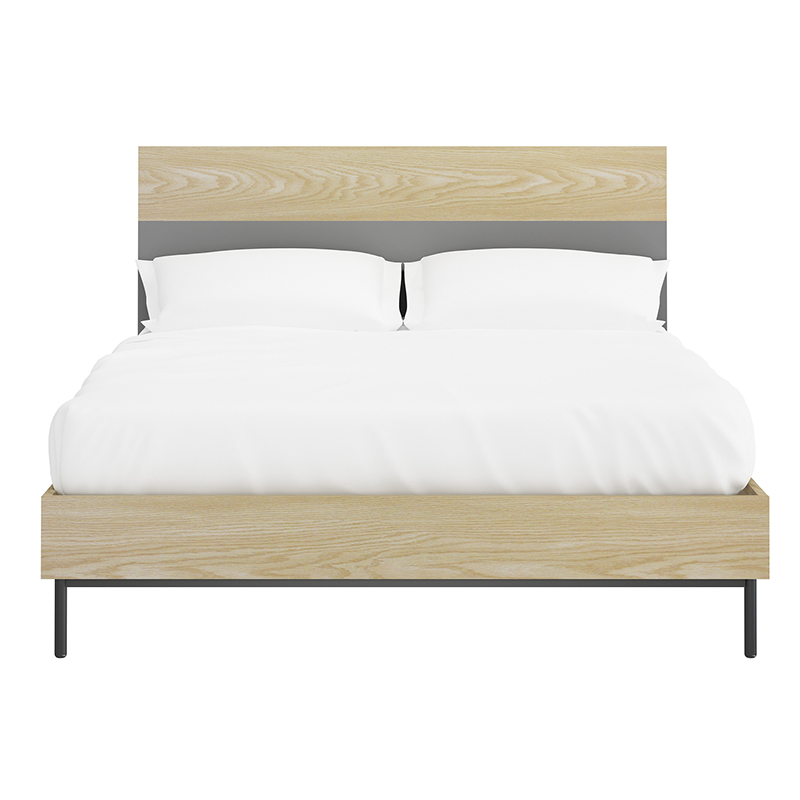 Double Bed with MDF Construction and Metal Legs