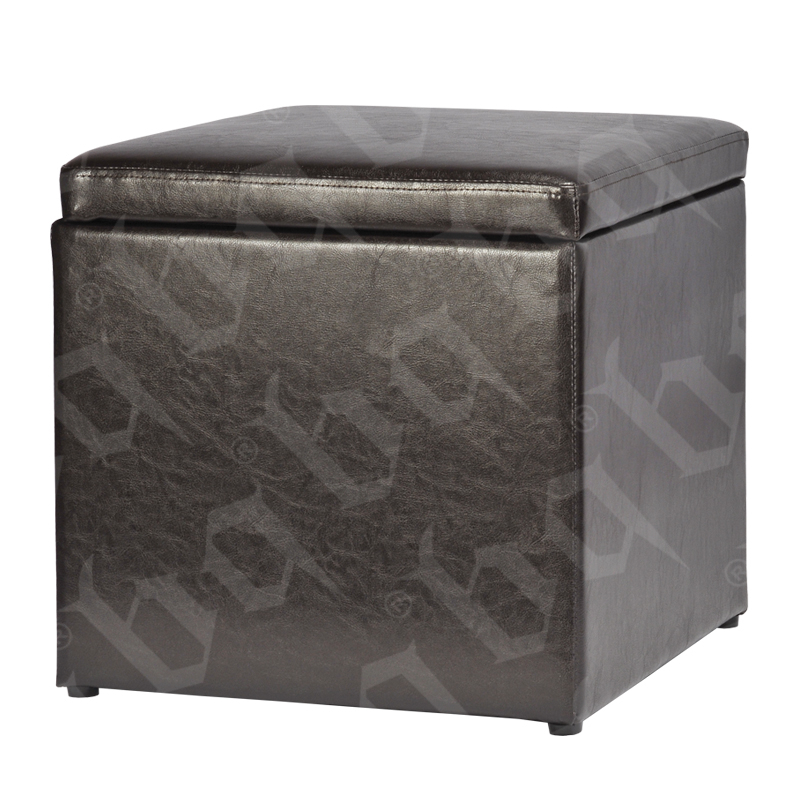 Square Storage Ottoman with Faux Leather