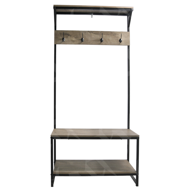 Hallway Unit with Coat Hooks, Clothes Rail, Shoe Shelf, and Bench