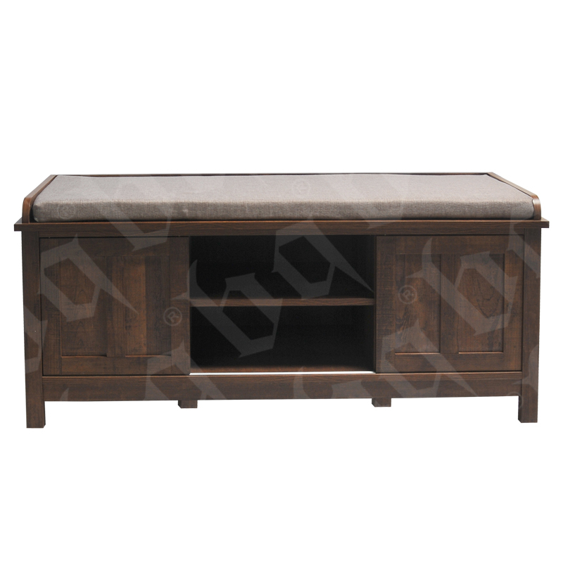 Sliding Door Storage Bench with Shoe Organizer