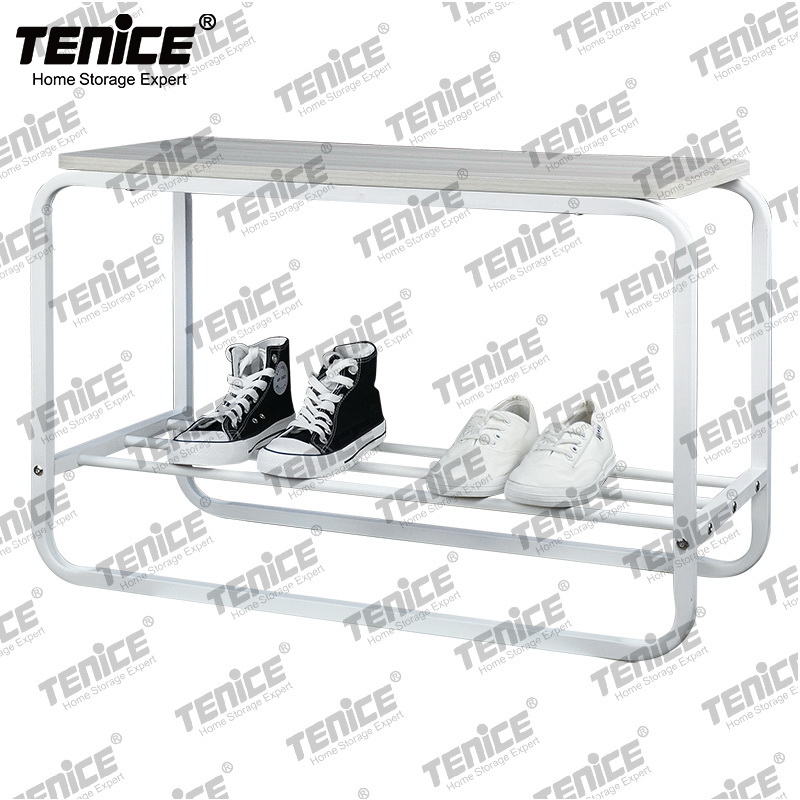 Metal Bench with Shoe Storage