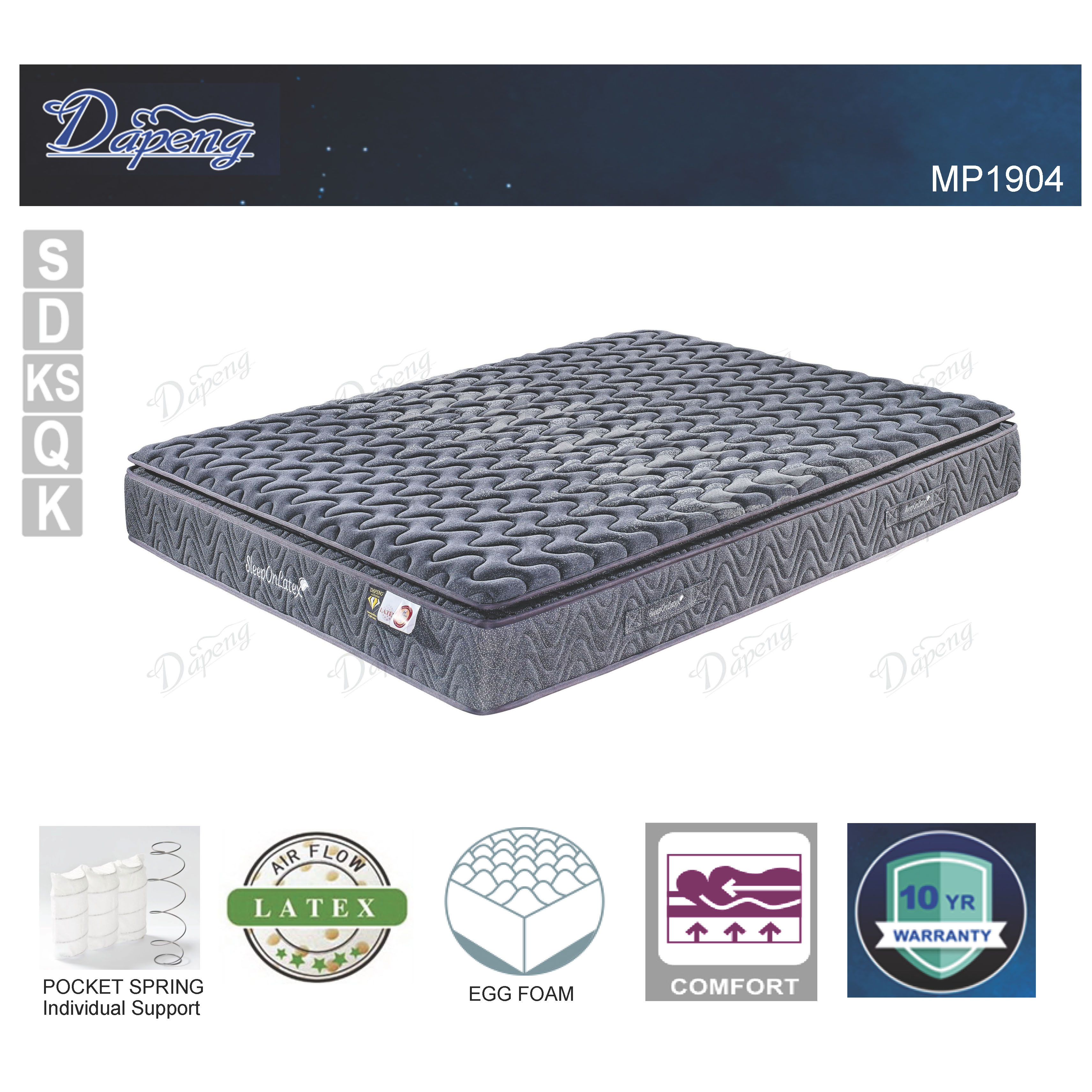 Active Queen Double King Single Mattress Bed Pillow Top Pocket Spring Latex