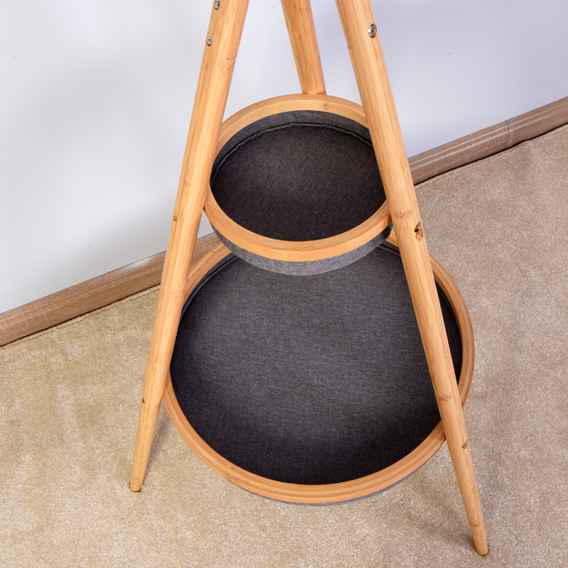 Bamboo hat and coat stand with storage