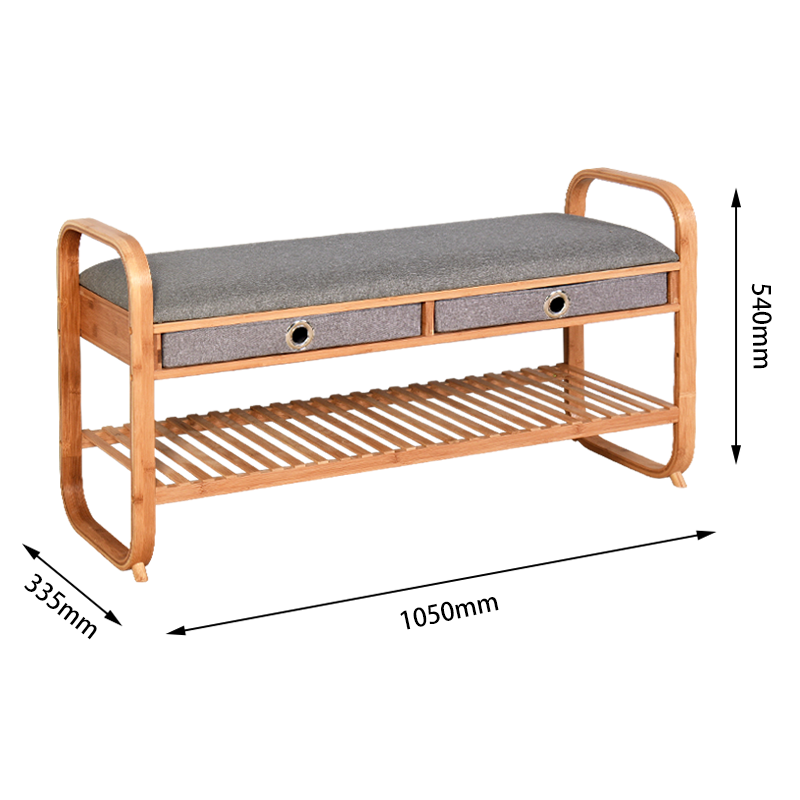 Bamboo Bench with Shoe Rack and Storage Unit