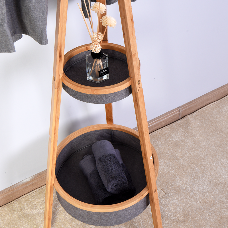 Bamboo Hat and Coat Stand with Storage