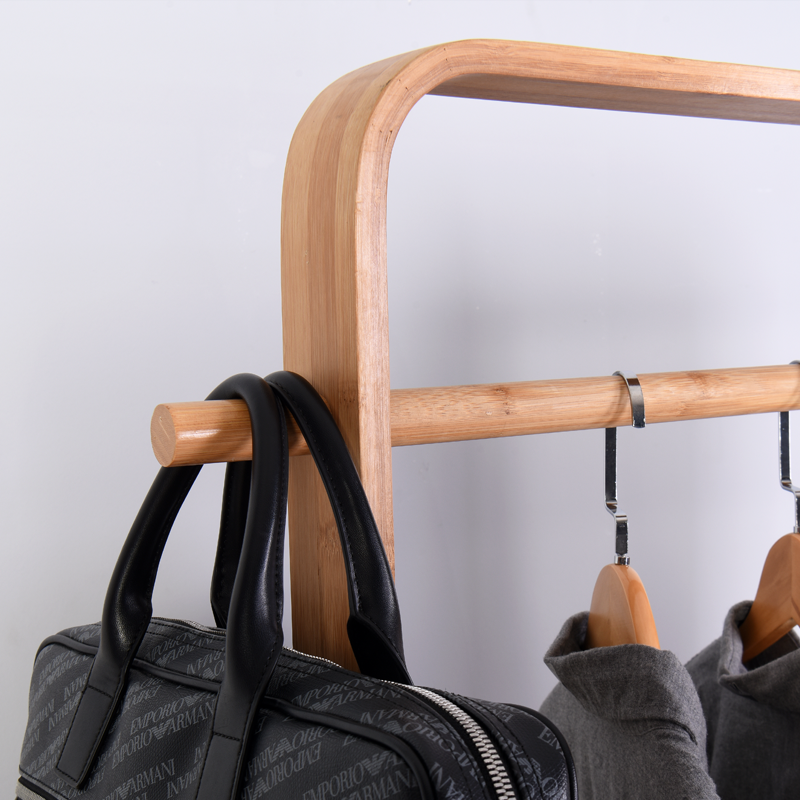 Bamboo Hat and Coat Stand with Mirror and Storage