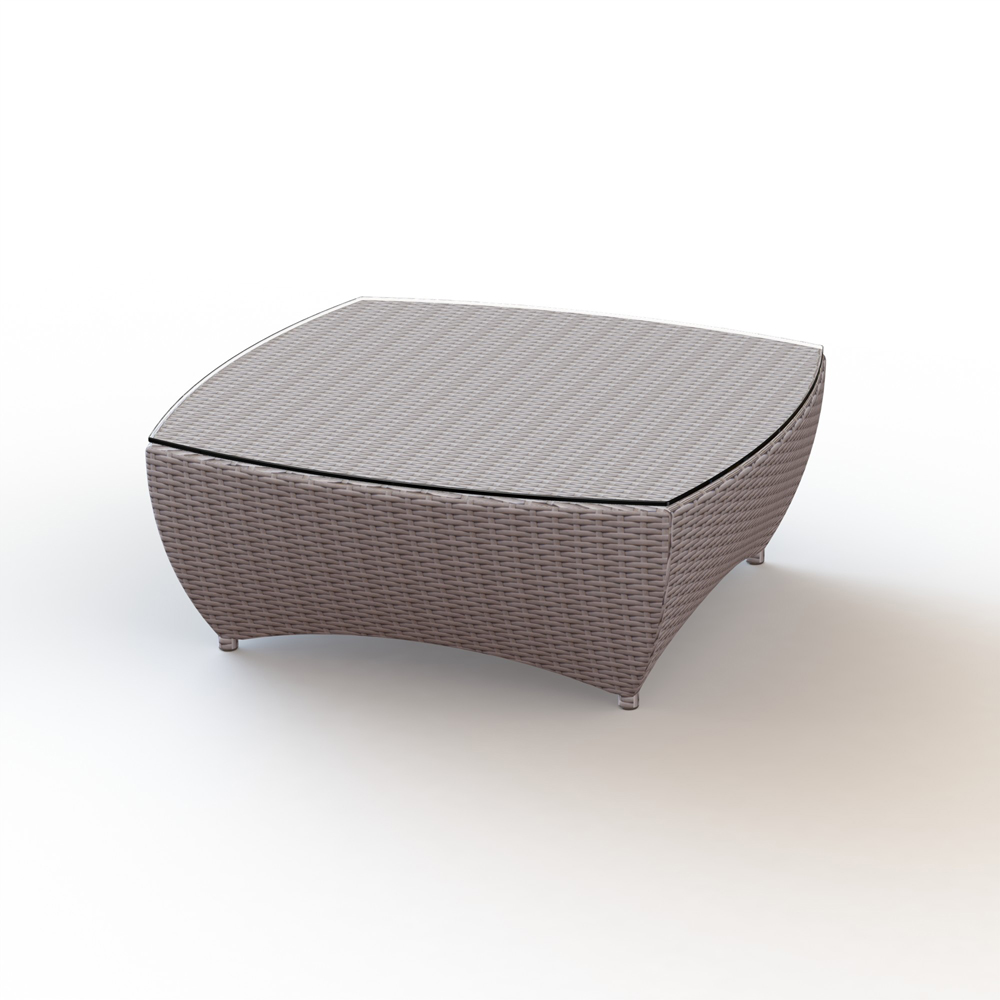 Aluminum Frame PE Rattan PU Leather Glass Table