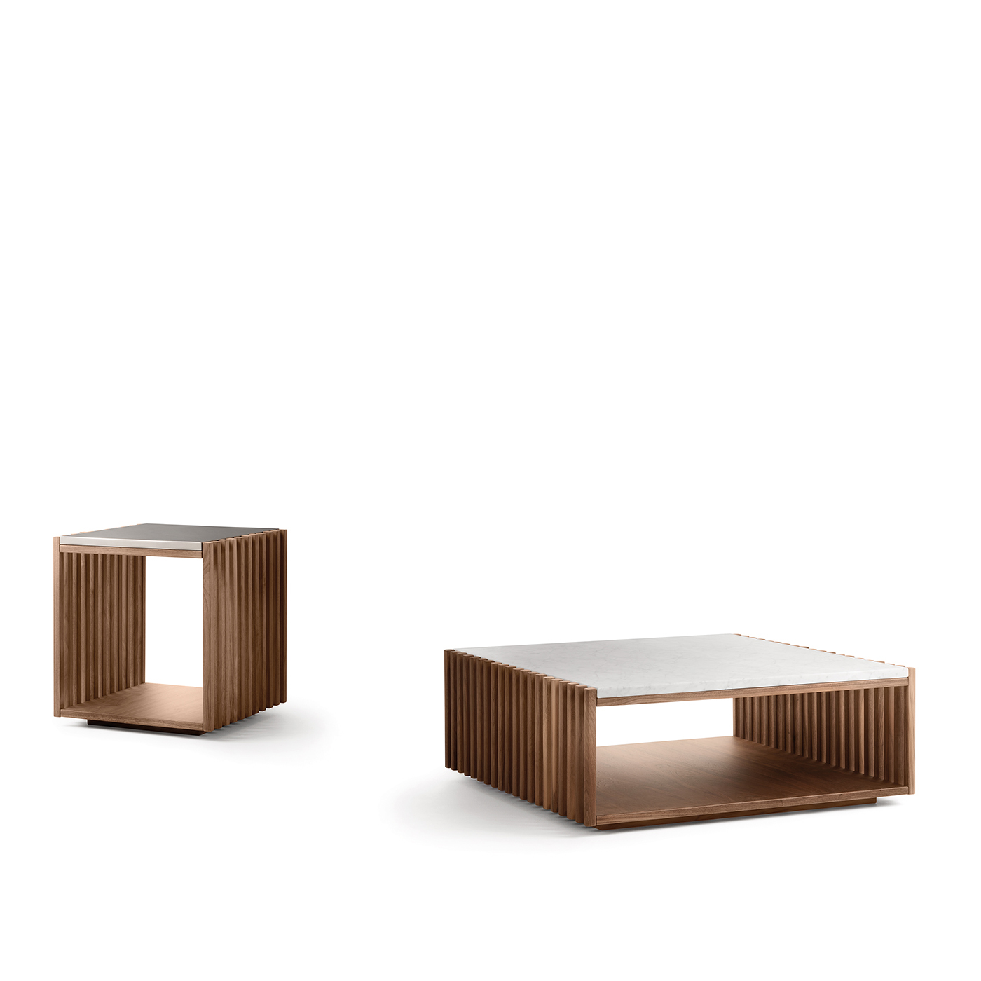 Natural Marble Coffee Table with American Red Oak Solid Wood Base