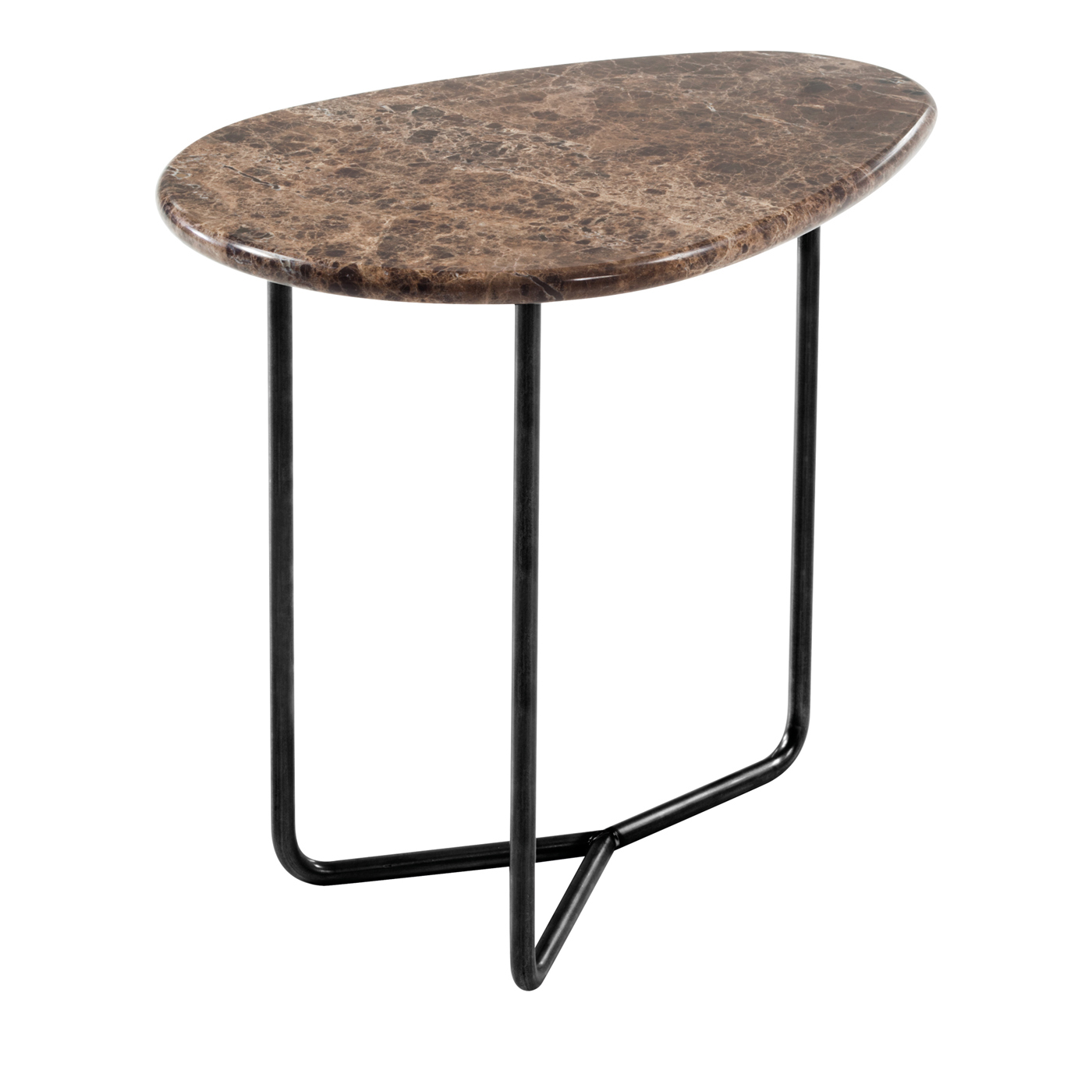 Natural Marble Side Table with Metal Electrostatic Spray Base