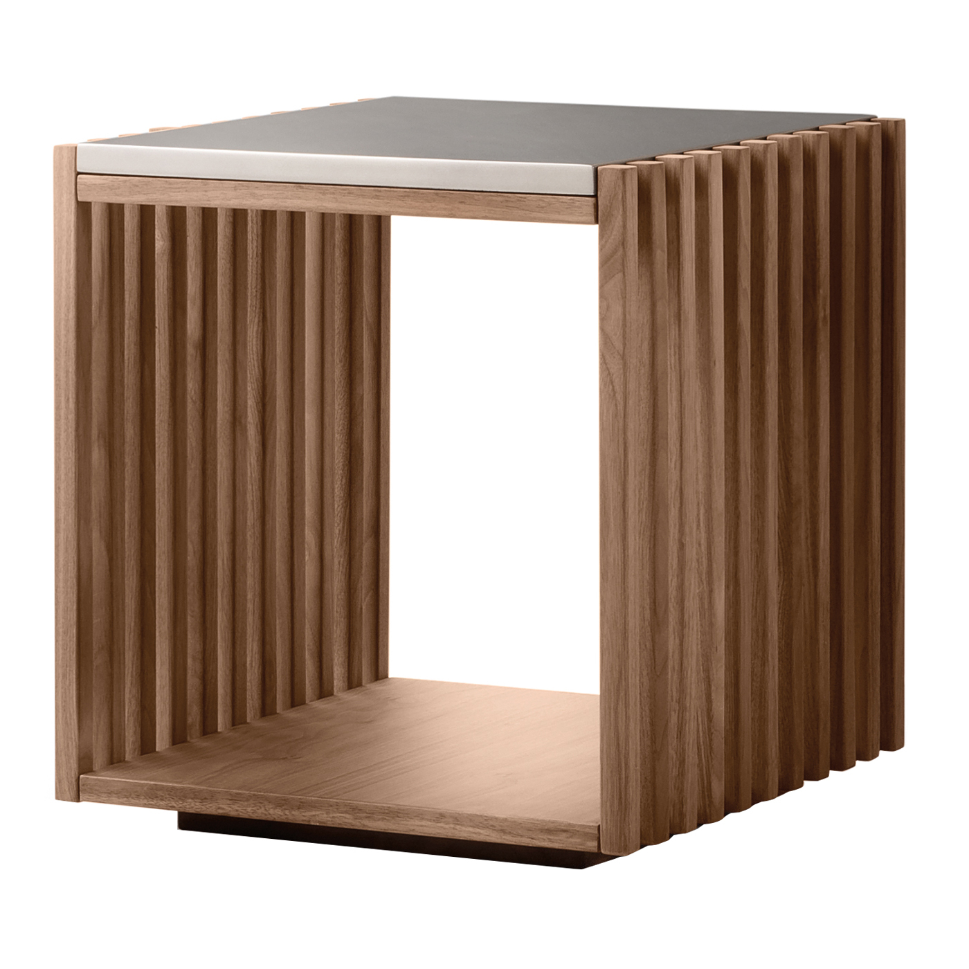 Natural Marble and Solid Oak Side Table