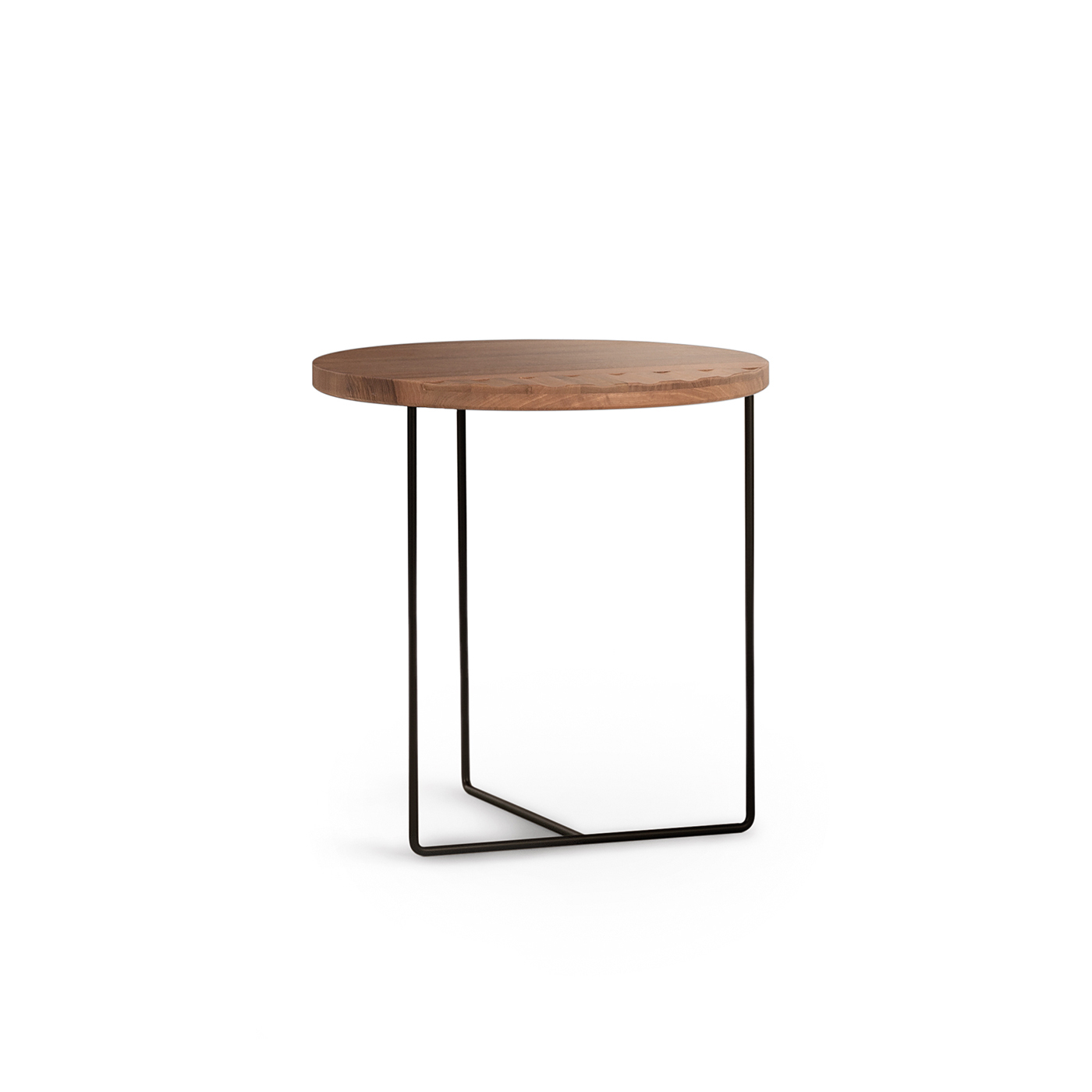 American Red Oak Solid Wood Top Metal Base Side Table