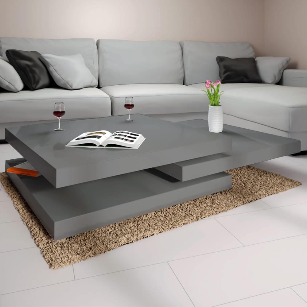 Rotating three-tier coffee table