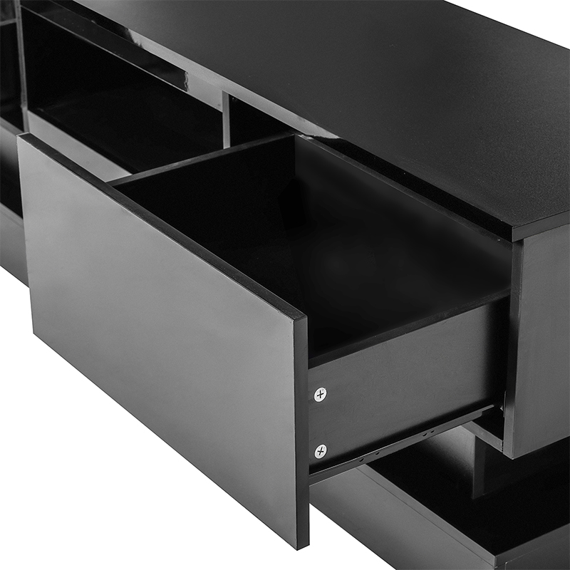 51.5''/63'' LED TV Stand, Black Glossy TV Cabinet