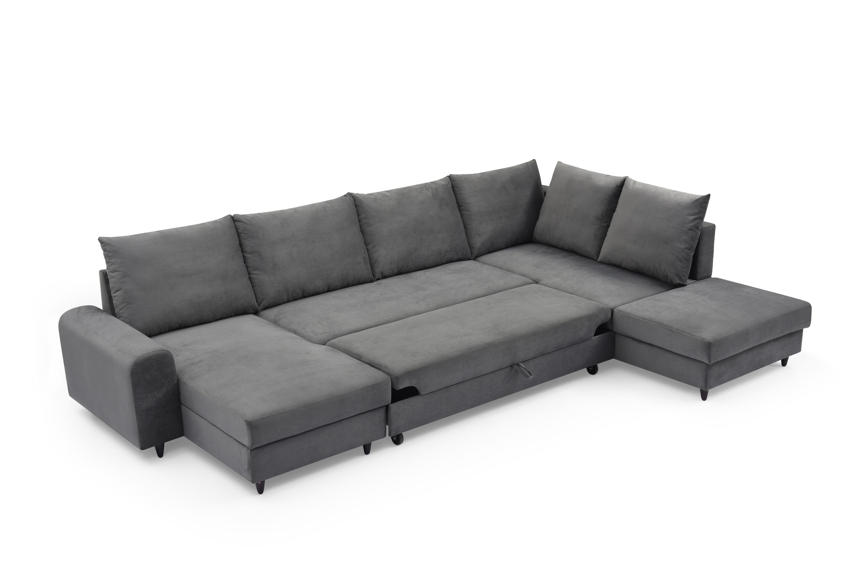 Corner Sofa Bed with Wooden Structure and Hard-Wearing Fabric