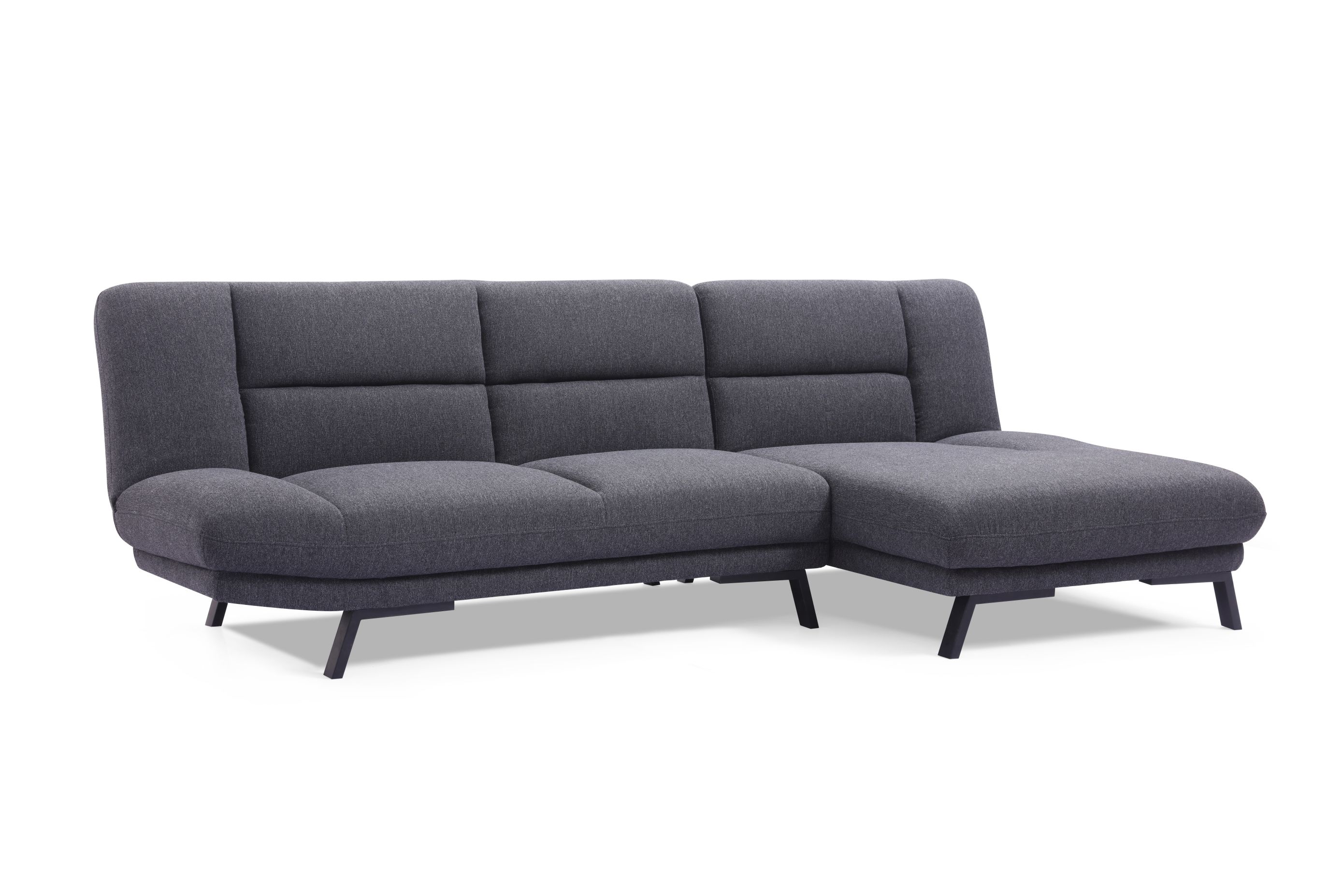 Sectional Sofa Bed with Wooden Structure and Metal Legs