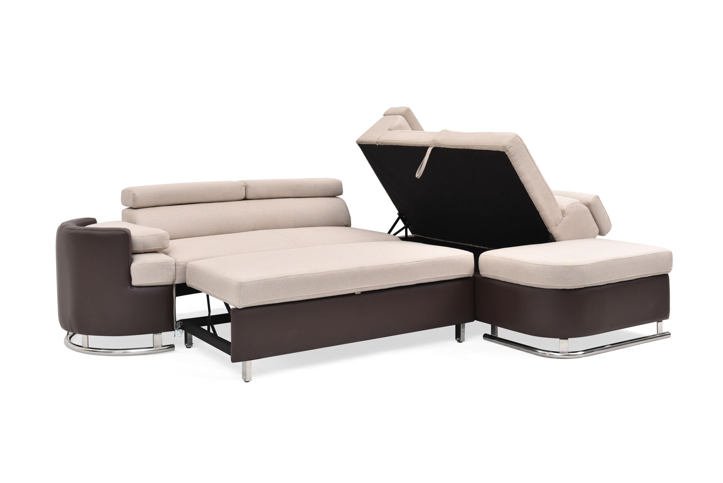 Sectional sofa bed with storage