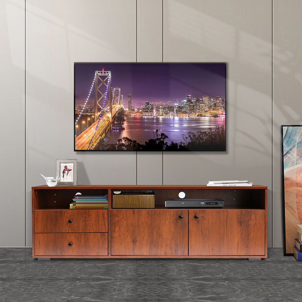 63'' Woodgrain TV Stand Entertainment Center