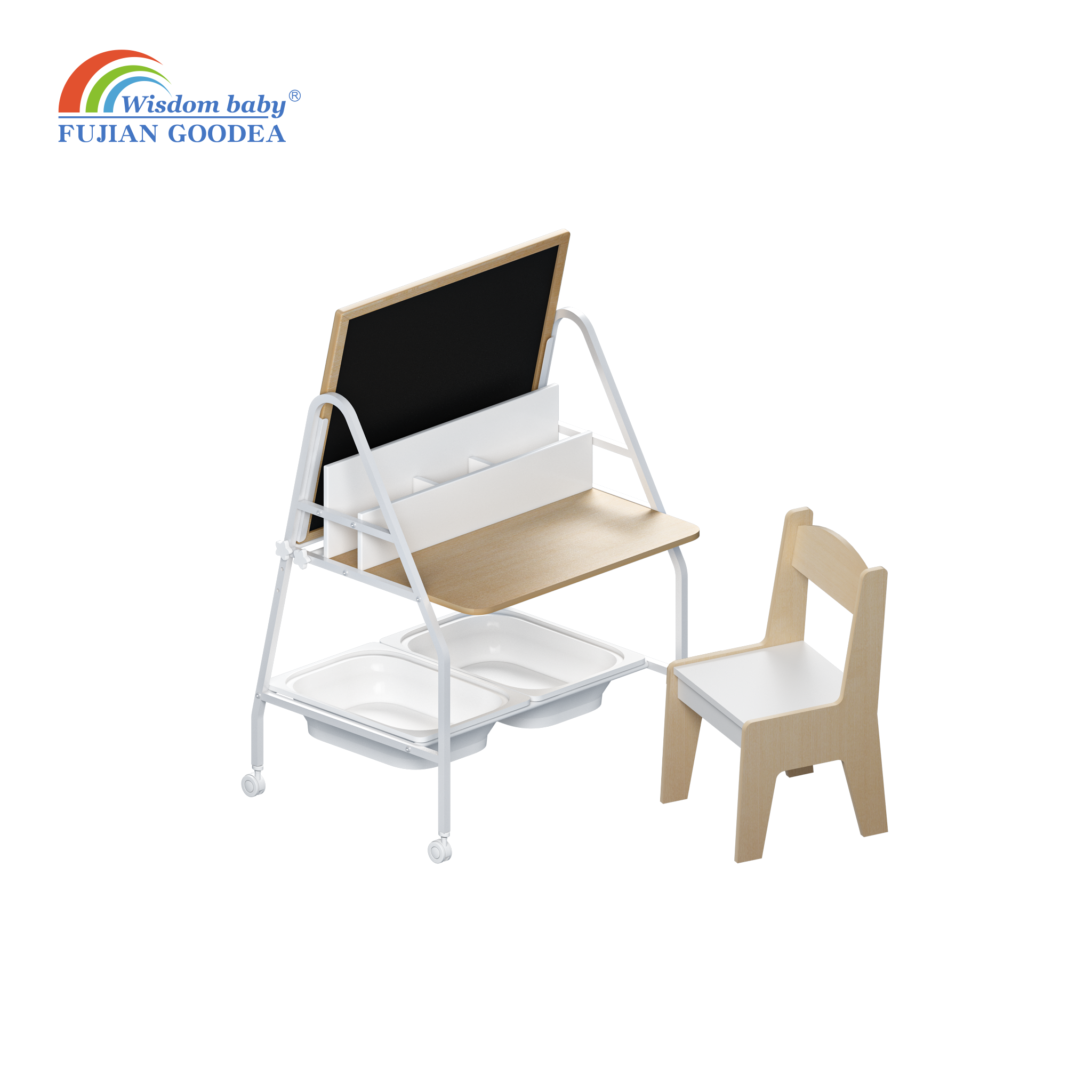 Iron frame drawing board table and chairs