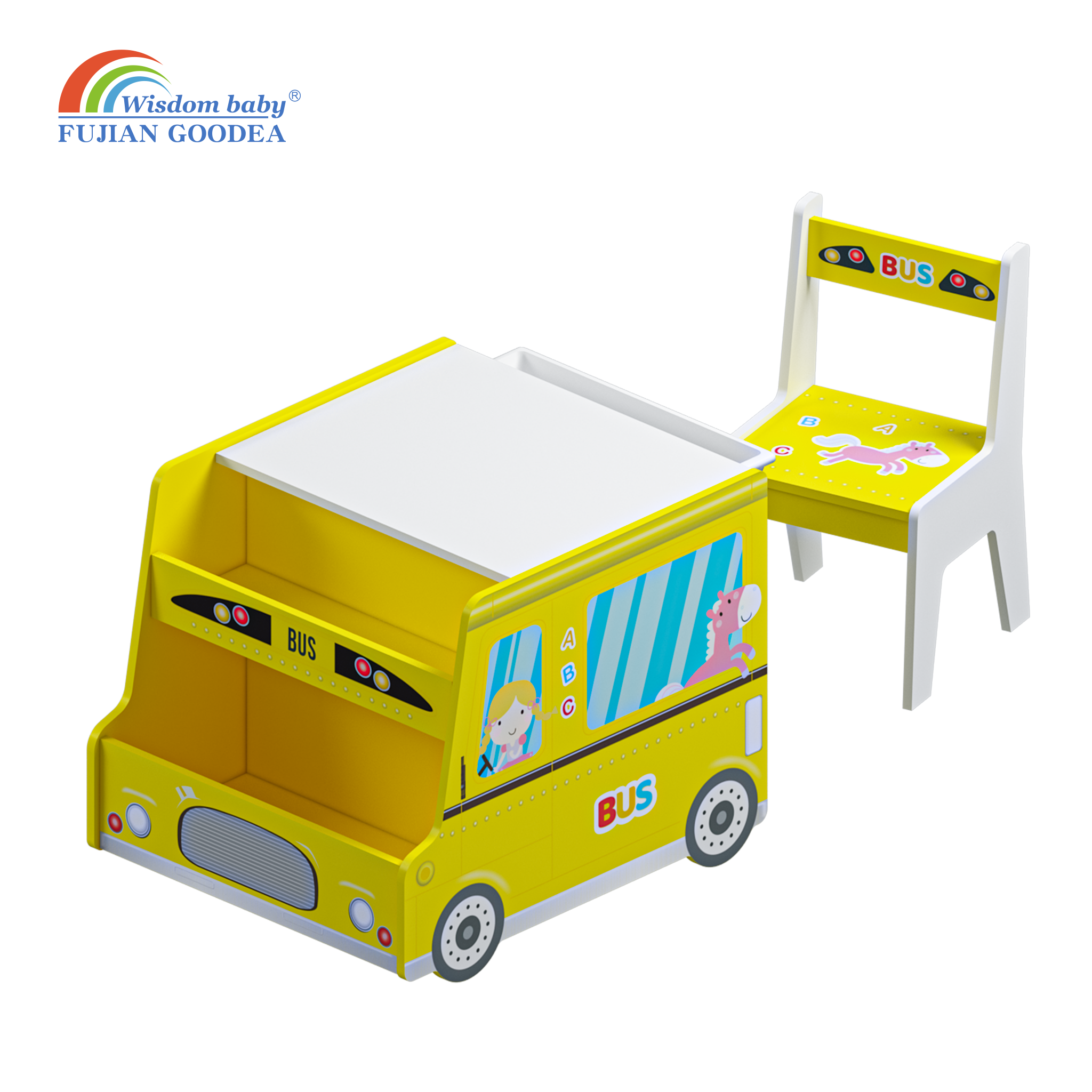 Children's cartoon storage and puzzle table and chairs