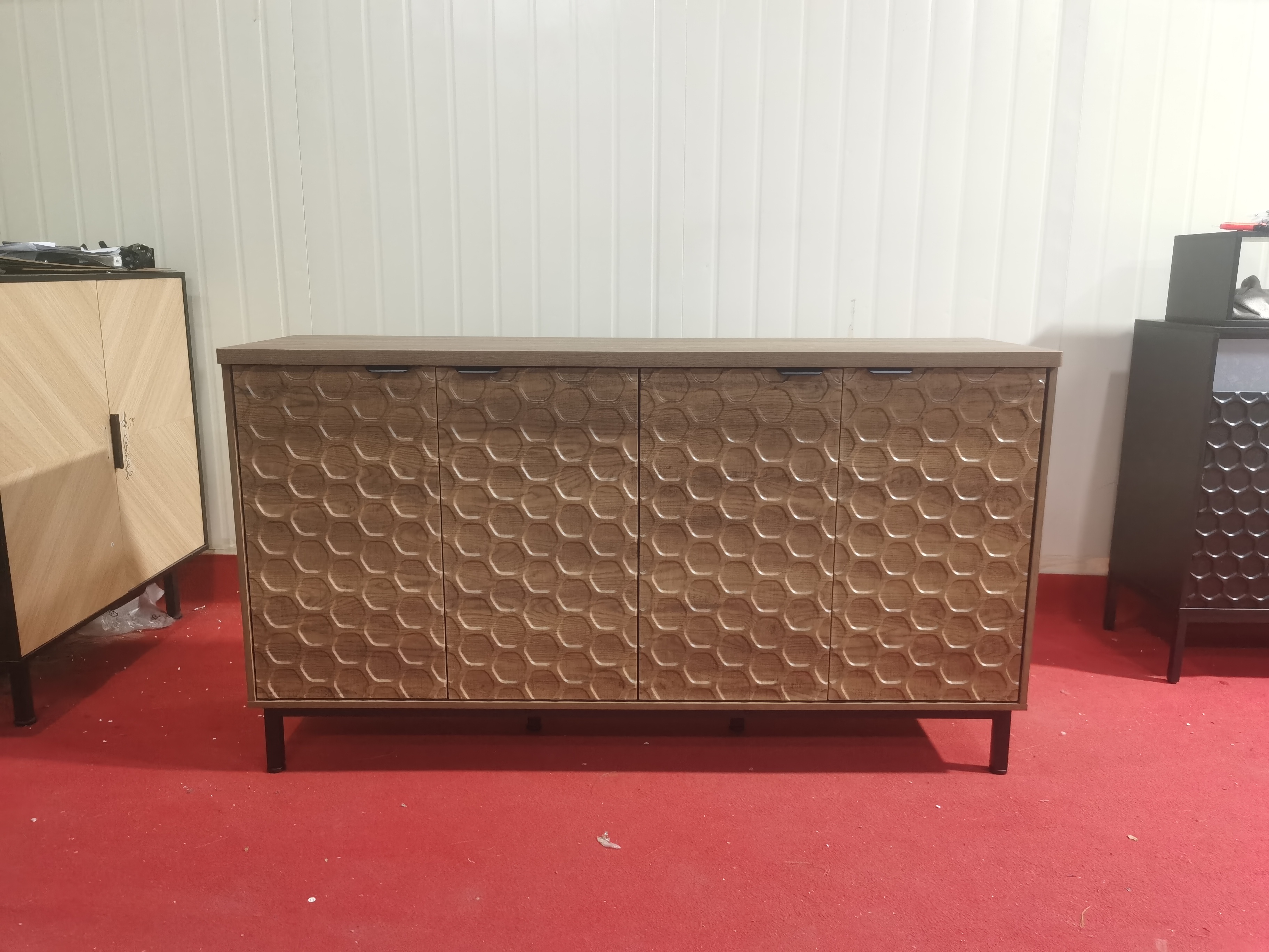 Four-Door Side Cabinet with Concealed Handle
