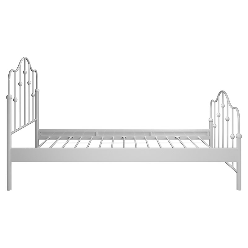 Single Metal Bed Frame with Elevated Siderail and European Standards Bend Wood Slate