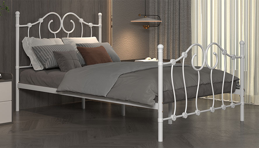 Modern Metal Bed Frame - Twin Size, New Design
