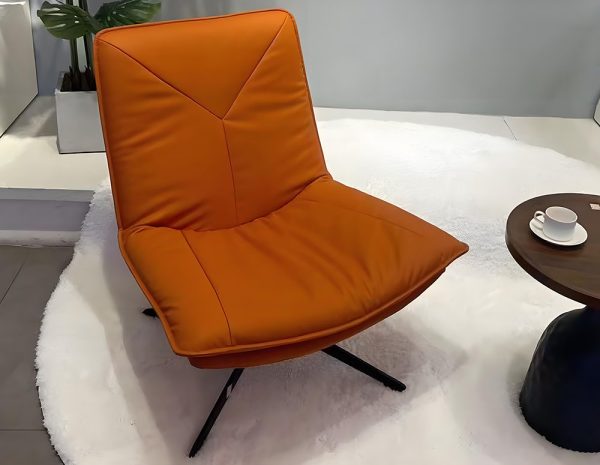 Modern Orange PU Leather Swivel Accent Chair with 360-Degree Rotation
