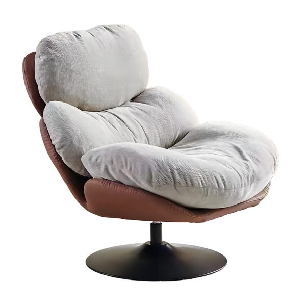 Modern Orange PU Leather Swivel Accent Chair with Tufted Detailing