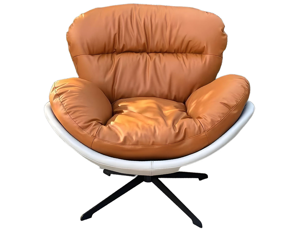 Modern Orange PU Leather Swivel Accent Chair with 360-Degree Rotation
