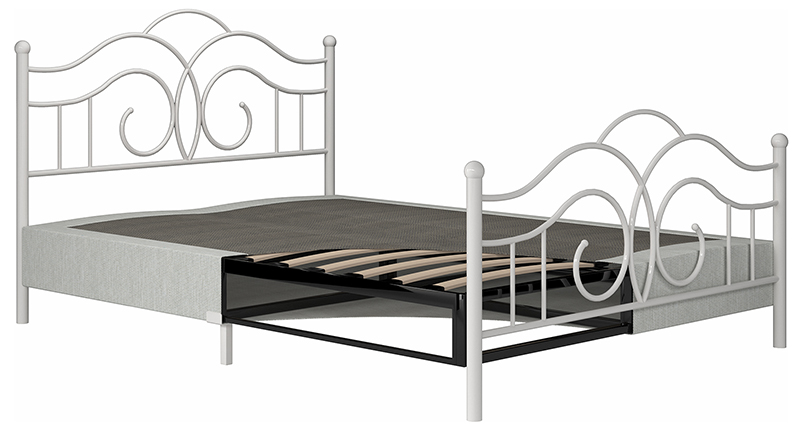 Metal Bed Frame with Fabric Cover Box Base, Easy Assembly