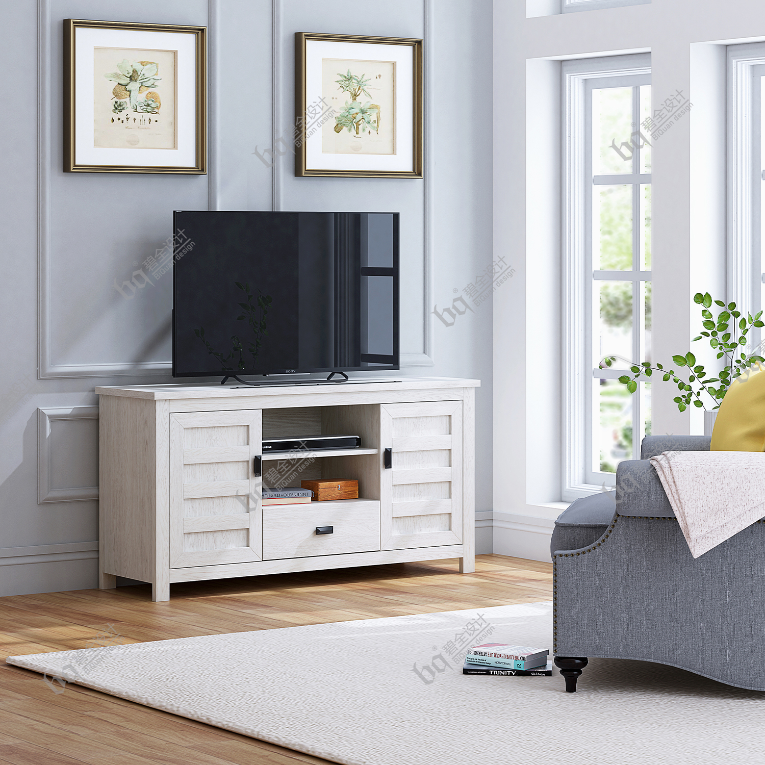 TV Stand with Two Doors and One Drawer