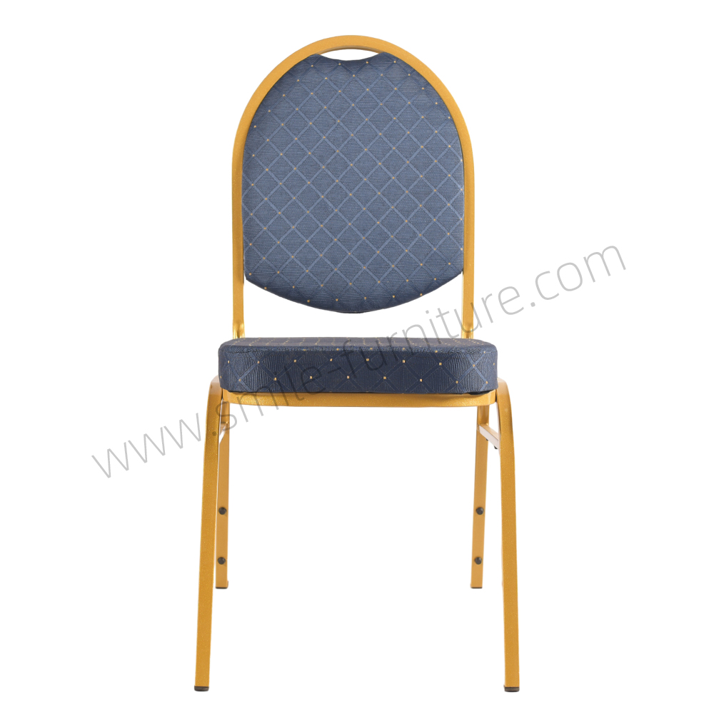 Wholesale Blue Fabric Gold Metal Frame Stackable Banquet Chair for Events