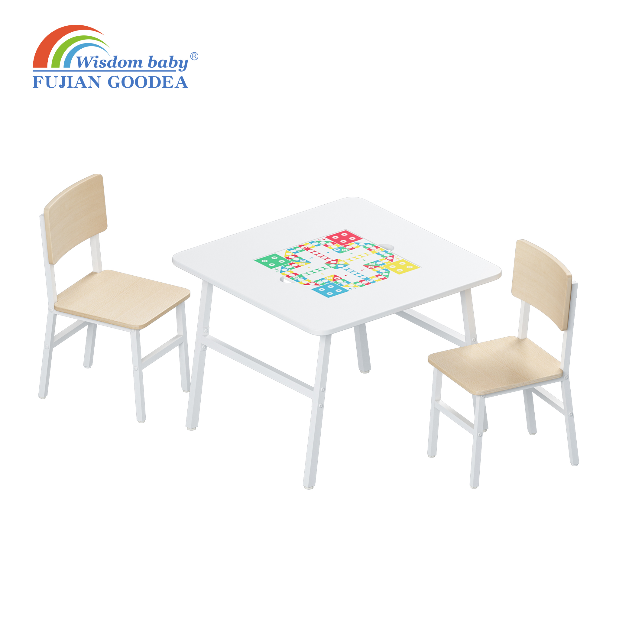 Children's Ludo Iron Art Square Table and Chairs