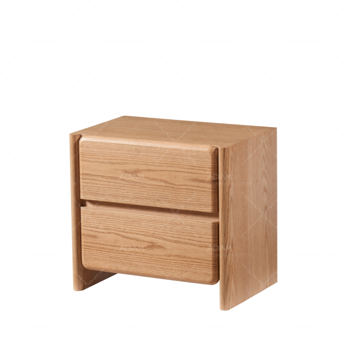 2-Drawer MDF Nightstand with Oak Veneer and Soft-Close System