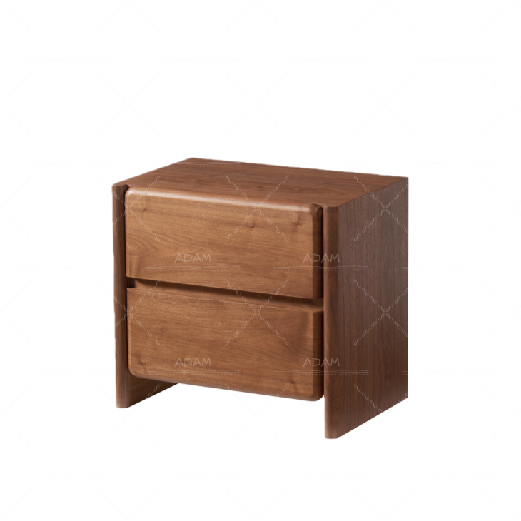 Double Drawer Bedside Table with Walnut Veneer