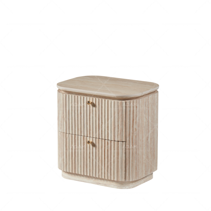 Travertine Ceramic MDF Nightstand with Hole Texture