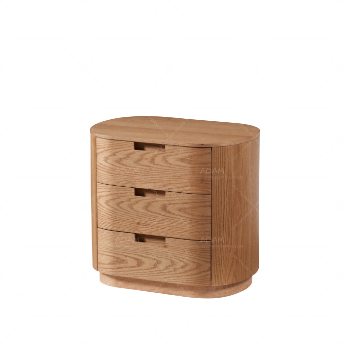 Oak Veneer MDF Bedside Table with 3 Drawers