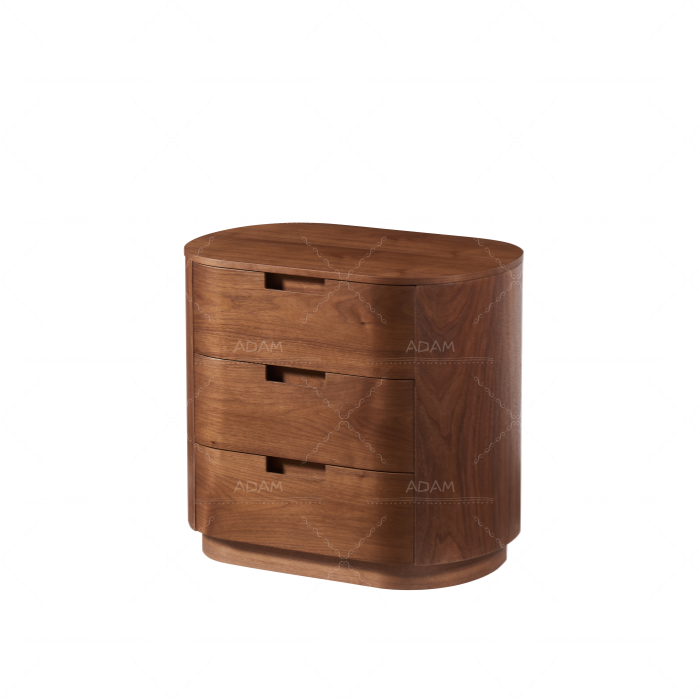 3-Drawer Walnut Veneer MDF Bedside Table