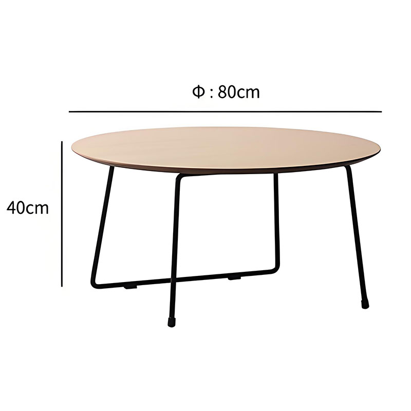 Modern Oval Coffee Table with Natural Wood Grain MDF Top and Black Metal Legs