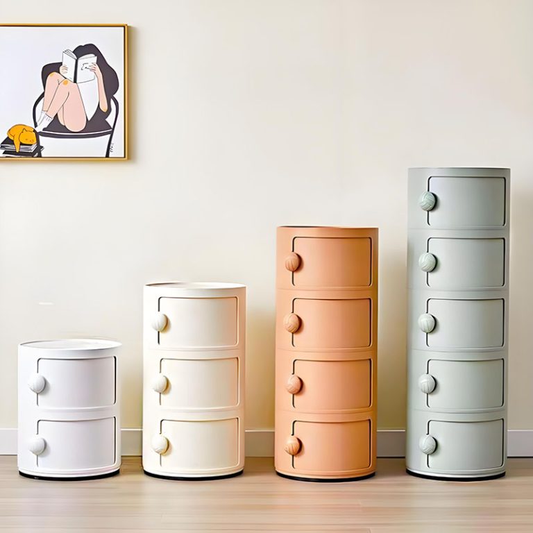 Modern Round Storage Unit, 3-Tier Bedside Table