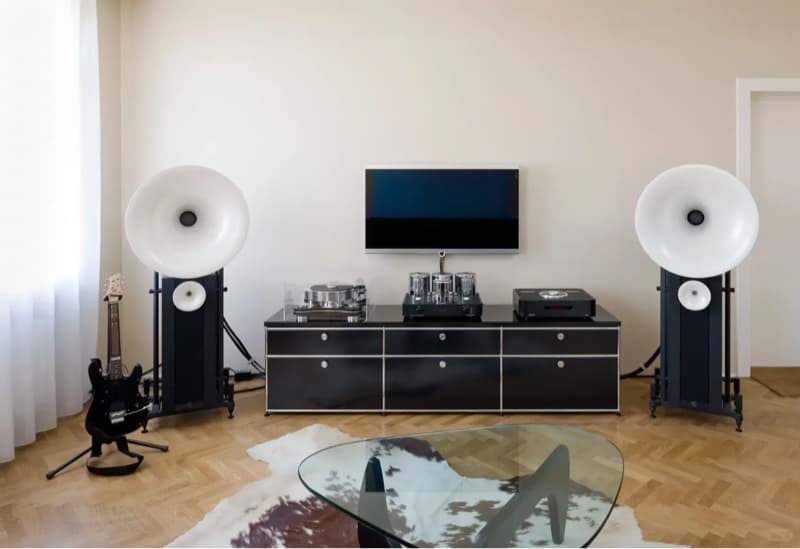 Modular TV Console, Minimalist Metal Media Unit, Stainless Steel Storage Cabinet