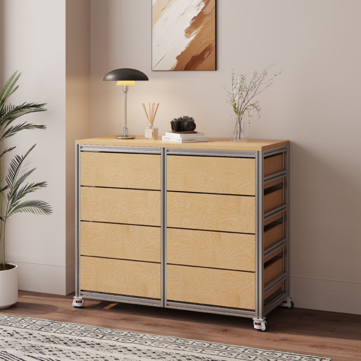 Birch Marine Board Display Cabinet with Multi-layer Drawers