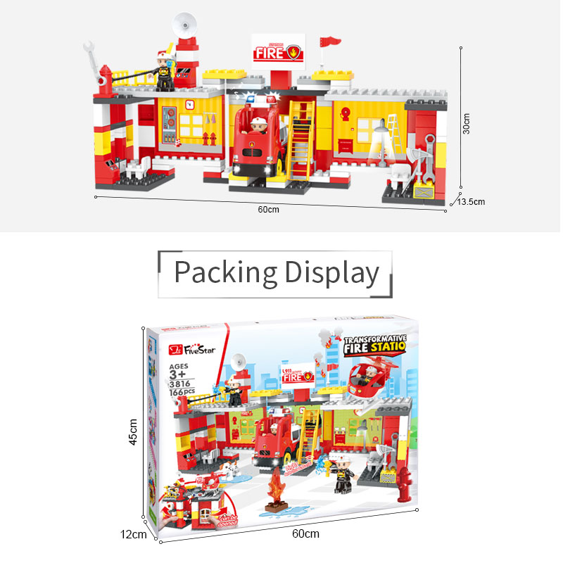 Fire Station Building Blocks Set 166 Pieces